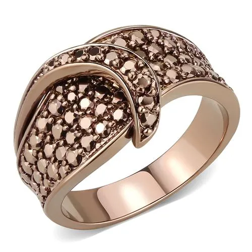 3W1099 - IP Coffee light Brass Ring with AAA Grade CZ in Light Coffee - Grocery