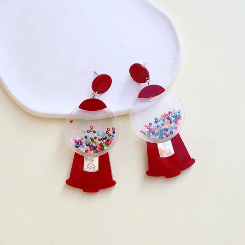 Creative Exaggerated Three-dimensional Gashapon Machine Earrings Acrylic - Grocery