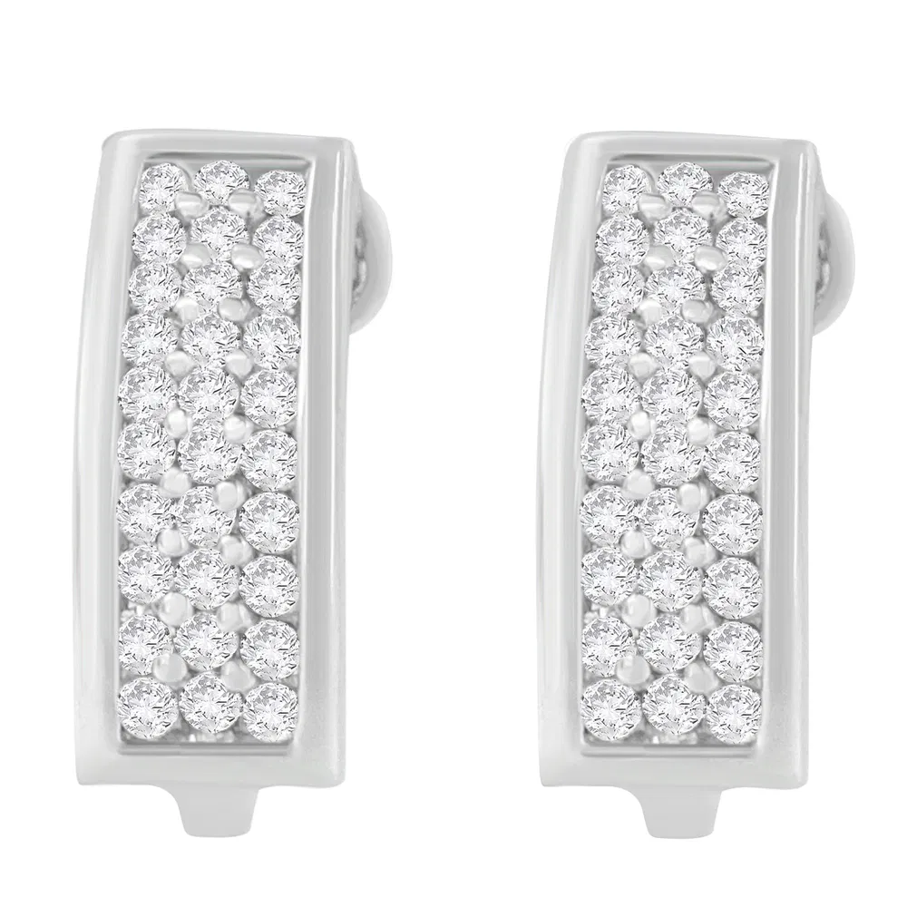 14K White Gold 1 cttw Round Cut Diamond Earrings (H-I, SI1-SI2) - Grocery