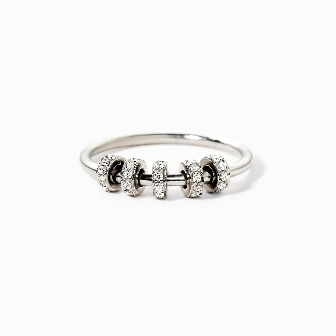 Women's Simple Fashion S925 Sterling Silver Spinning Bead Ring - Grocery