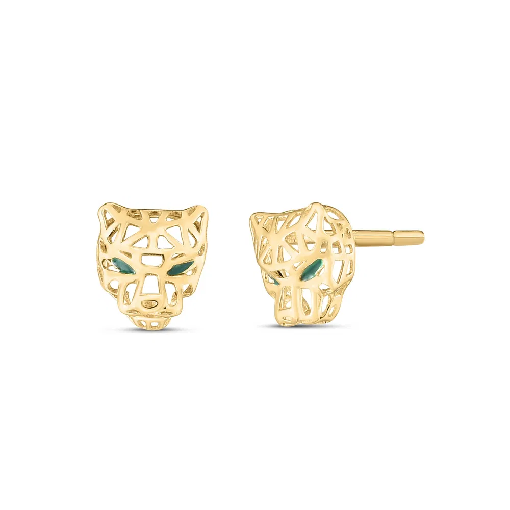 14k Yellow Gold Panther Head Stud Earrings - Grocery