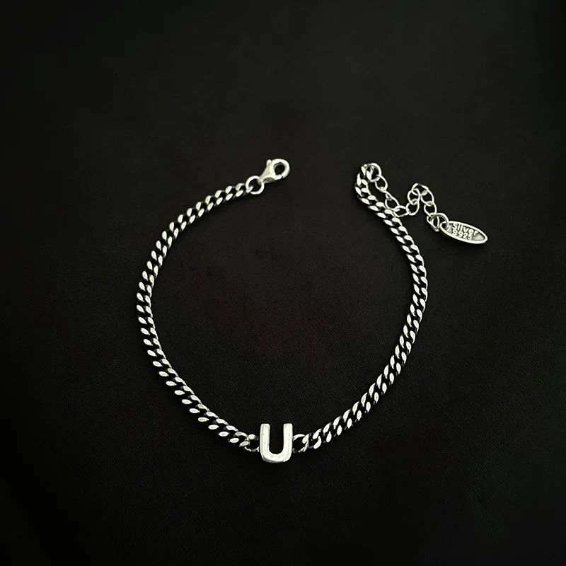 Sterling Silver 26 English Letter Bracelet Female Minority - Grocery