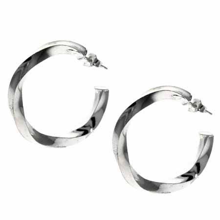Sterling Silver Twisted Hoop Earrings - Grocery