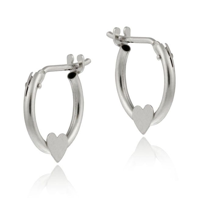 10K White Gold Mini Hoop Heart Earrings - Grocery