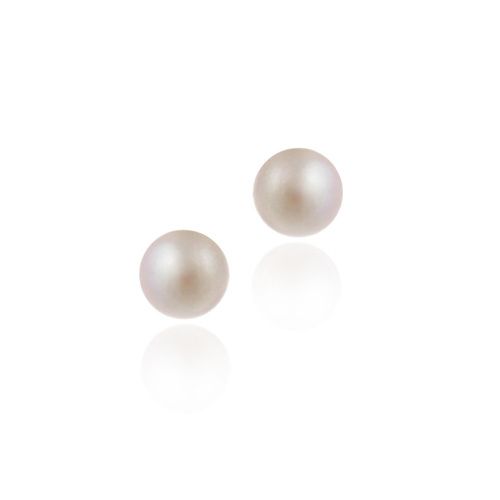 Sterling Silver Freshwater Cultured Pink Button Pearl 5.5-6mm Stud Earrings - Grocery