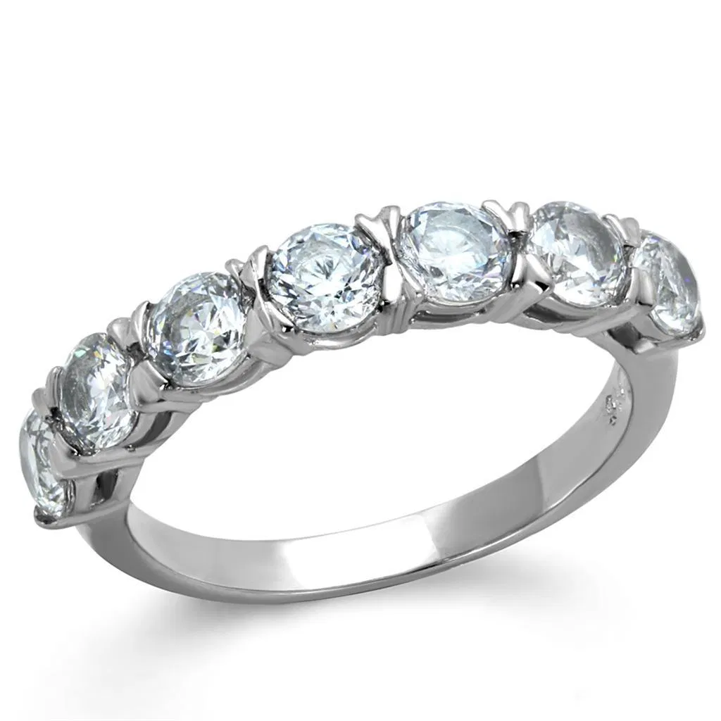 TK2182 - High polished (no plating) Stainless Steel Ring with AAA Grade CZ in Clear - Grocery