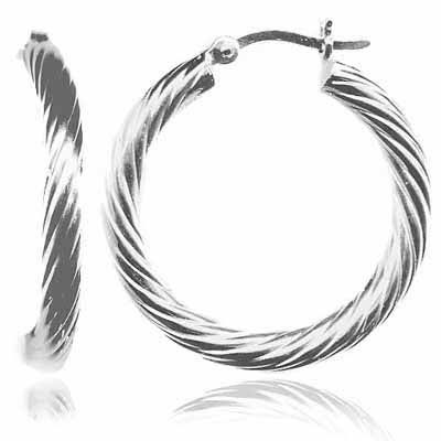 Sterling Silver 30mm Twisted Hoop Earrings - Grocery