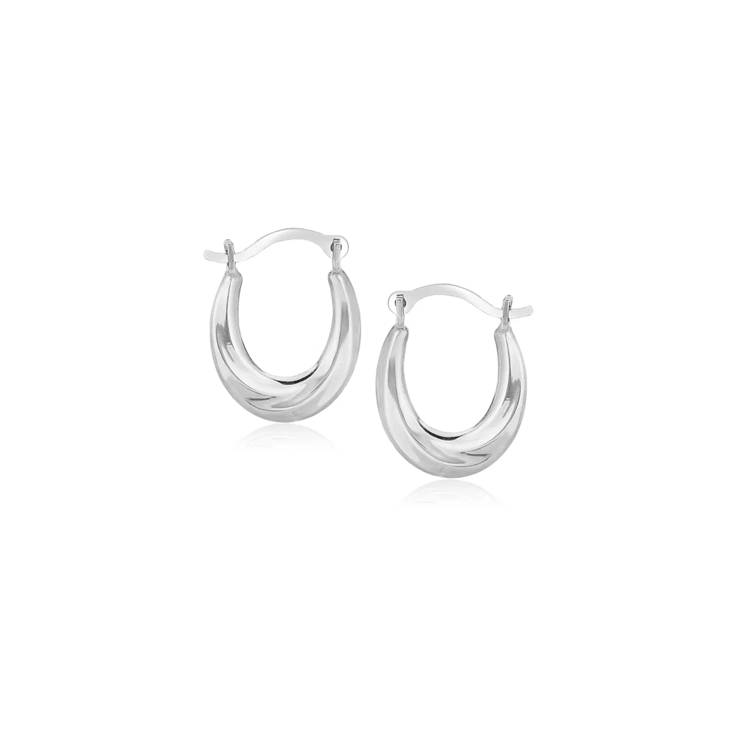 10k White Gold Oval Hoop Earrings - Grocery