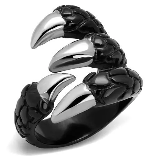 TK2510 - Two-Tone IP Black (Ion Plating) Stainless Steel Ring with No Stone - Grocery
