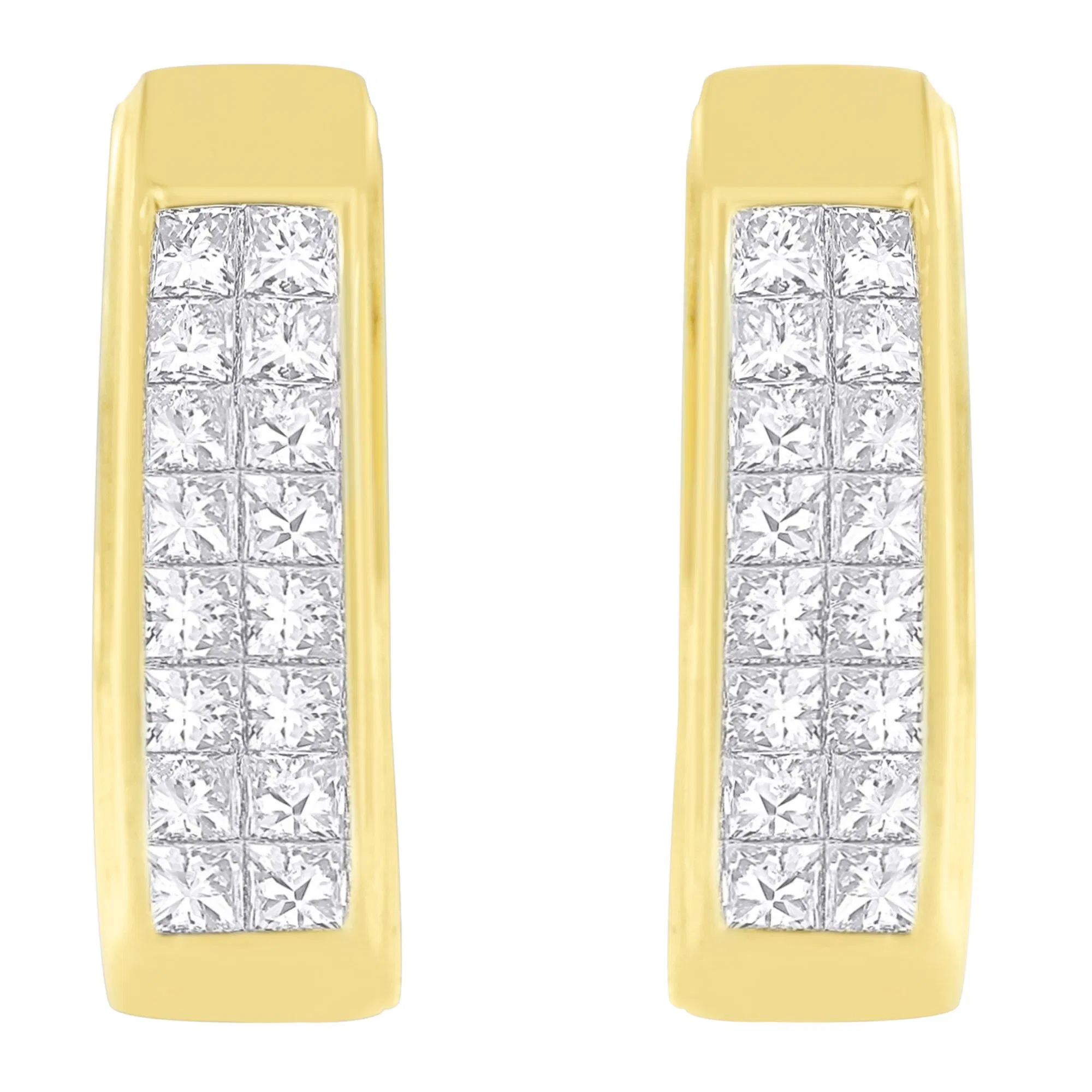 14K Yellow Gold 1 cttw Princess Cut Diamond Earrings (H-I, VS1-VS2) - Grocery