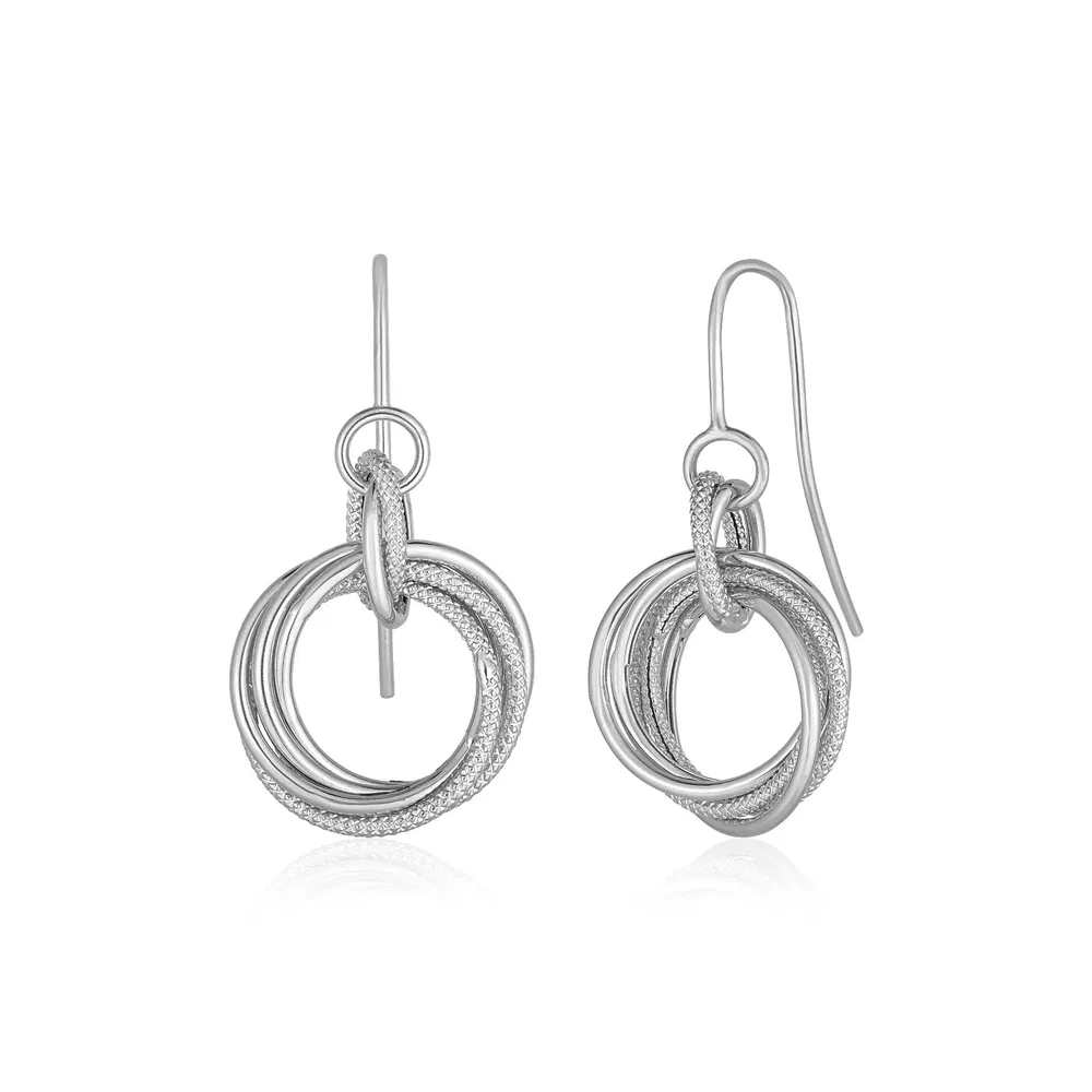 14k White Gold Earrings with Interlocking Circle Dangles - Grocery