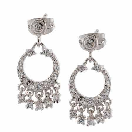 Sterling Silver CZ Mini Chandelier Earrings - Grocery