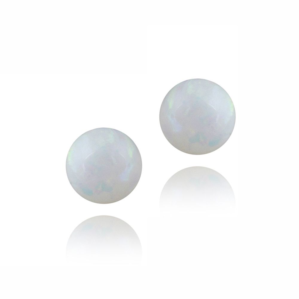 Sterling Silver Created White Opal Ball Stud Earrings, 4mm - Grocery