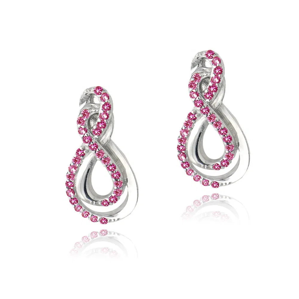 Sterling Silver Created Ruby Intertwined Infinity Earrings - Grocery