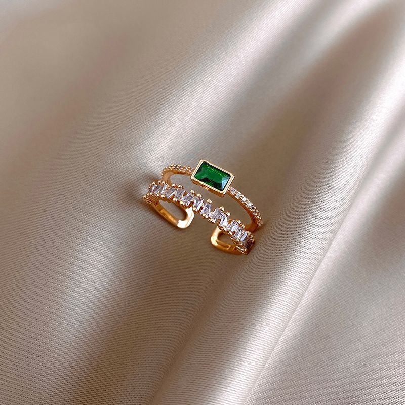 2020 new luxury green crystal opening adjustable women's ring retro classic accessories wedding party jewelry girl's sexy rings - Grocery