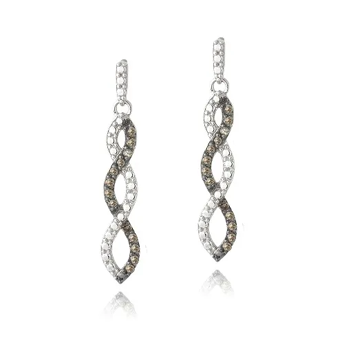 Sterling Silver 1/4ct Champagne Diamond Triple Infinity Dangle Earrings - Grocery