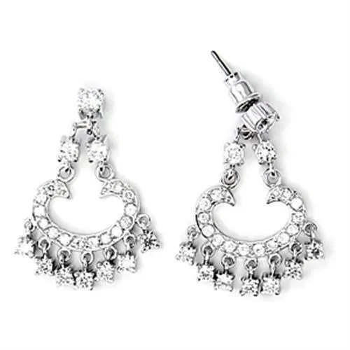 6X267 - High-Polished 925 Sterling Silver Earrings with AAA Grade CZ in Clear - Grocery