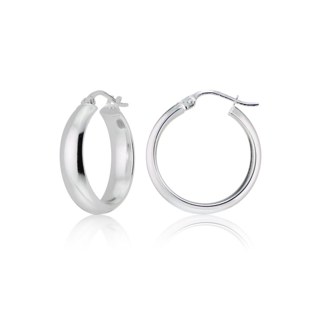 Sterling Silver Half Round Design High Polished Hoop Earrings, 20 - Grocery