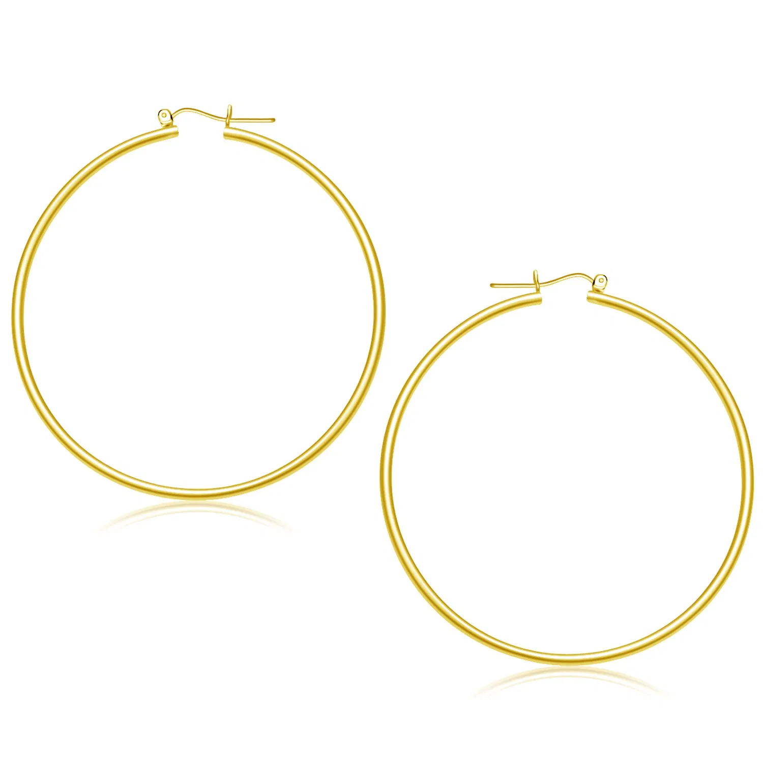 14k Yellow Gold Polished Hoop Earrings (2x55mm) - Grocery