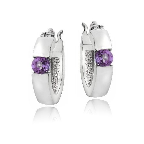 Sterling Silver Amethyst Huggie Earrings - Grocery