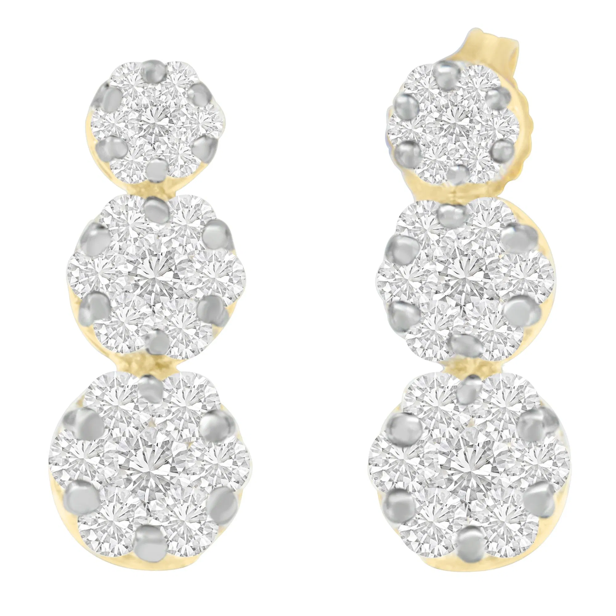 14K Yellow Gold Round-cut Diamond Earring (2 cttw, I-J Color, VS1-VS2 Clarity) - Grocery