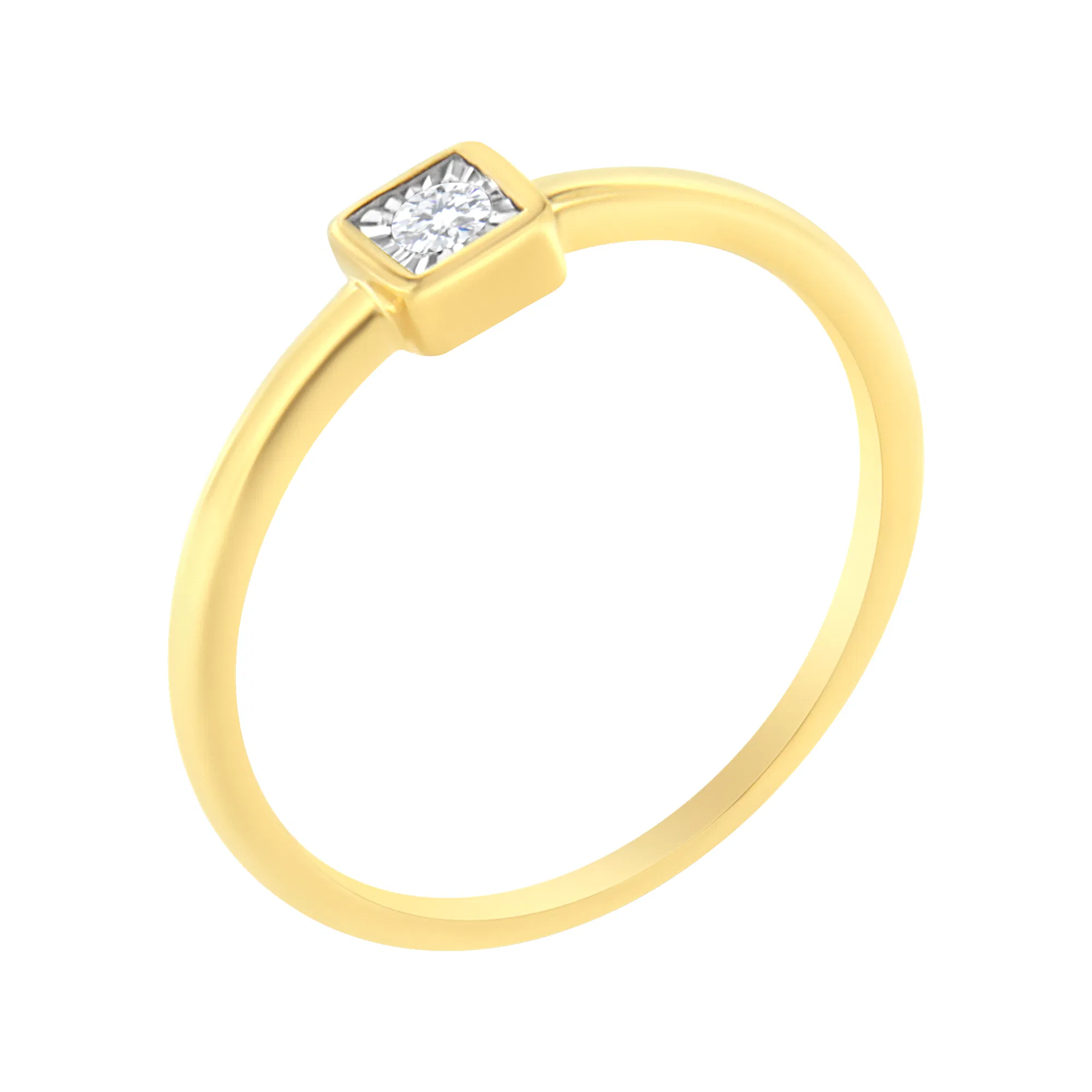 14K Yellow Gold Plated .925 Sterling Silver 1/20 cttw Miracle Set Diamond Promise Ring (J-K Color, I1-I2 Clarity) - Grocery