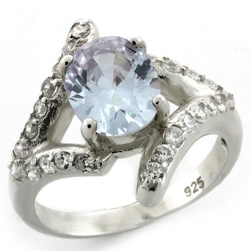 LOAS1135 - High-Polished 925 Sterling Silver Ring with AAA Grade CZ in Light Amethyst - Grocery