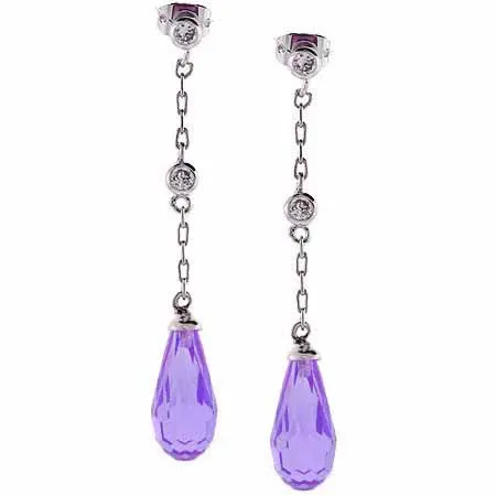 Sterling Silver Lavender CZ Teardrop Earrings - Grocery