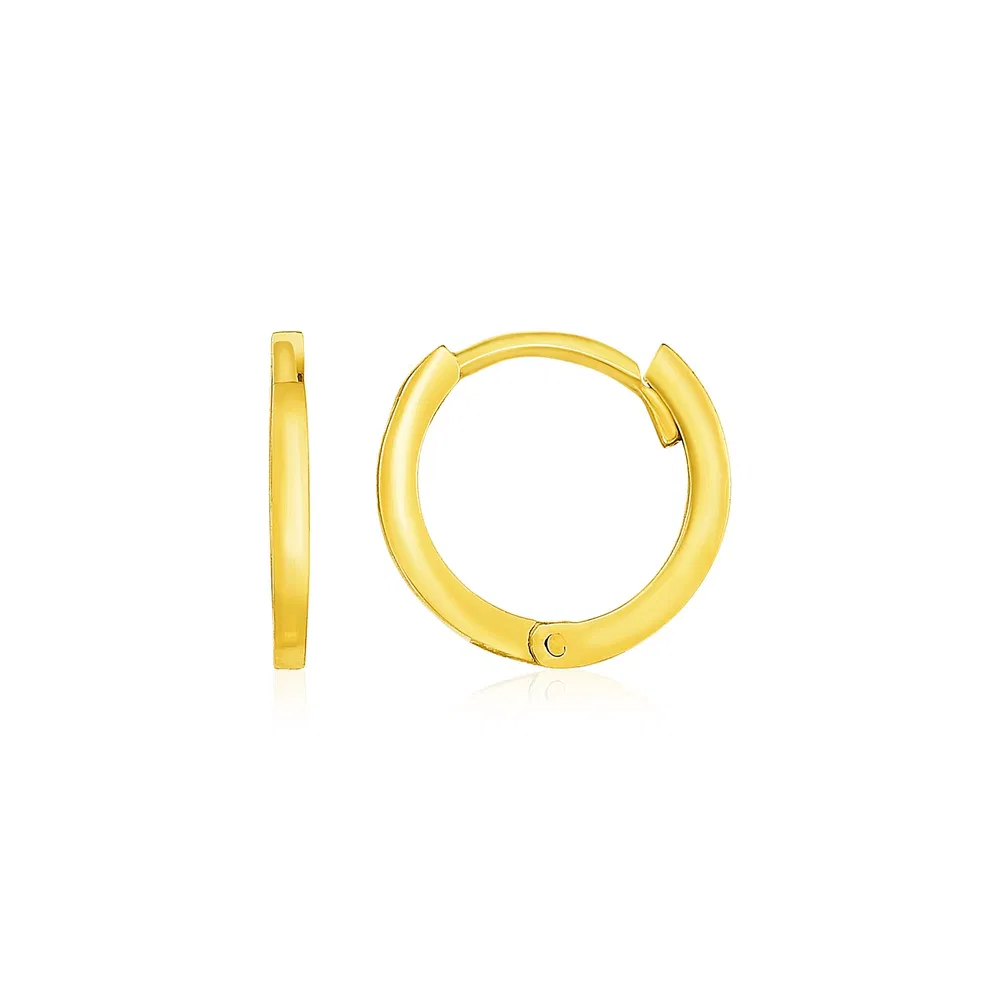 14k Yellow Gold Petite Polished Round Hoop Earrings(1.3x11.5mm) - Grocery