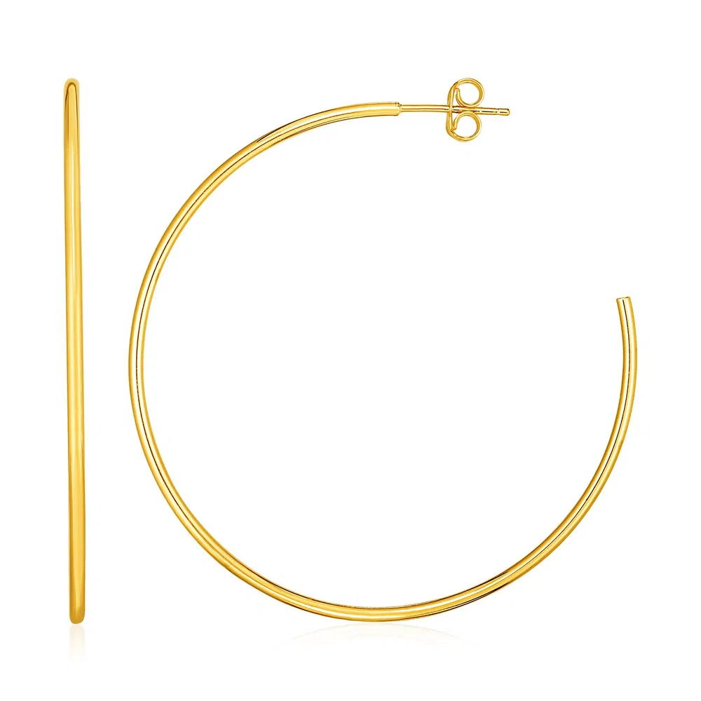 14k Yellow Gold Polished Hoop Earrings(1.5x50mm) - Grocery