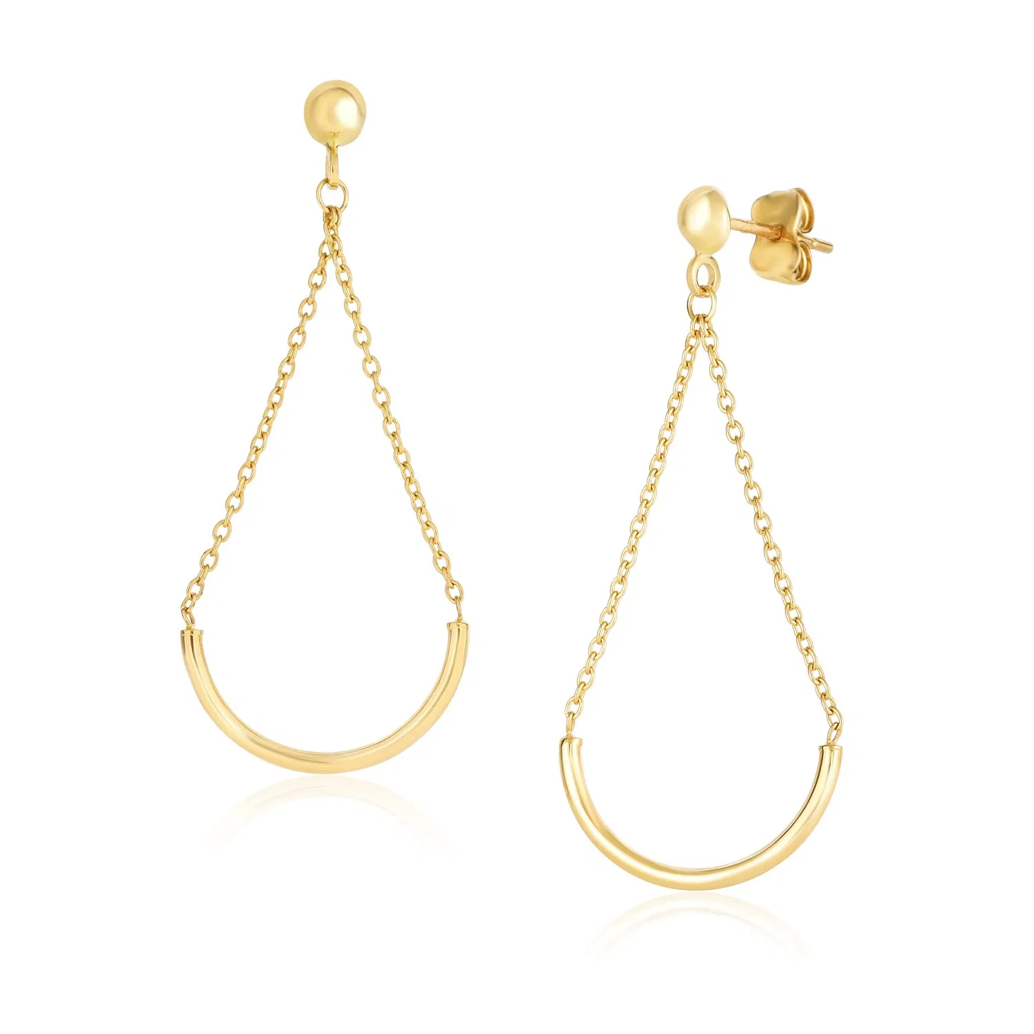 14k Yellow Gold Curved Chain Drop Earrings - Grocery