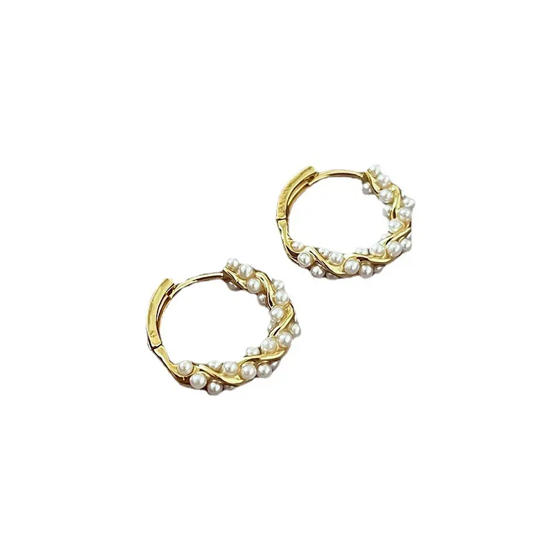 Women's Fashion Temperament Circle Pearl Earrings - Grocery