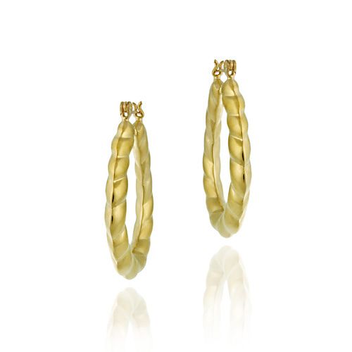 18K Gold over Sterling Silver Twisted Design Hoop Earrings - Grocery