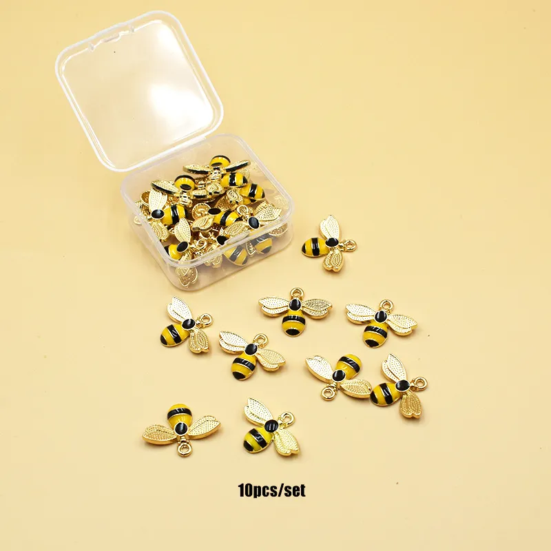 10/30pcs Golden Bee Shape DIY Ear Pendant Necklace Bracelet Pendant Jewelry Accessories - Grocery
