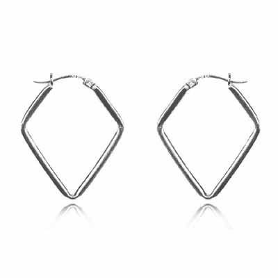 Sterling Silver Diamond Shaped Hoop Earrings - Grocery