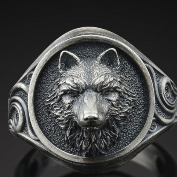European And American Temperament Silver Domineering Retro Wolf Totem Men's Ring - Grocery