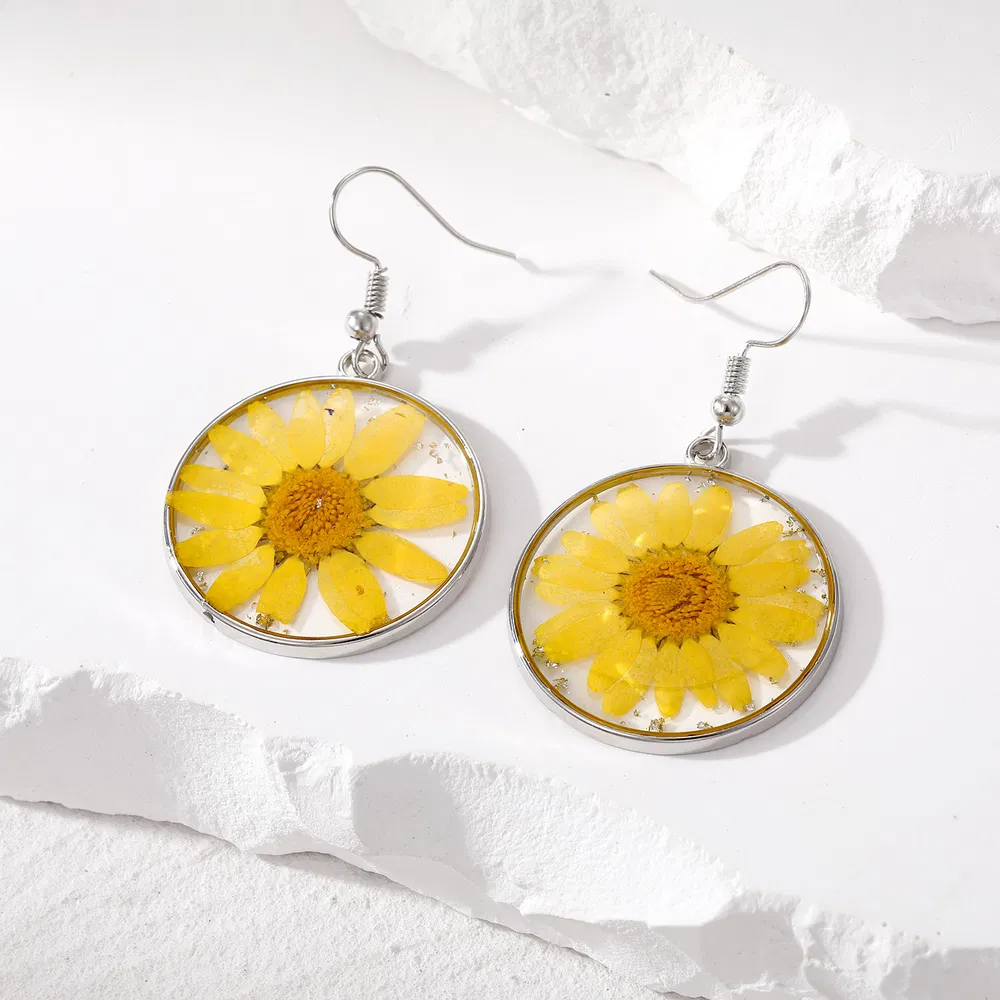 Transparent Personalized Fashion Retro Simple Small Natural Dry Flower Earrings - Grocery