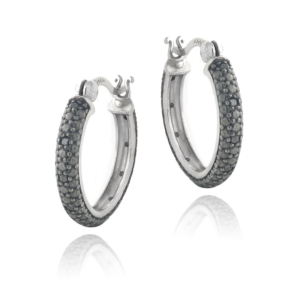 1/5ct Black Diamond Round Hoop Earrings - Grocery