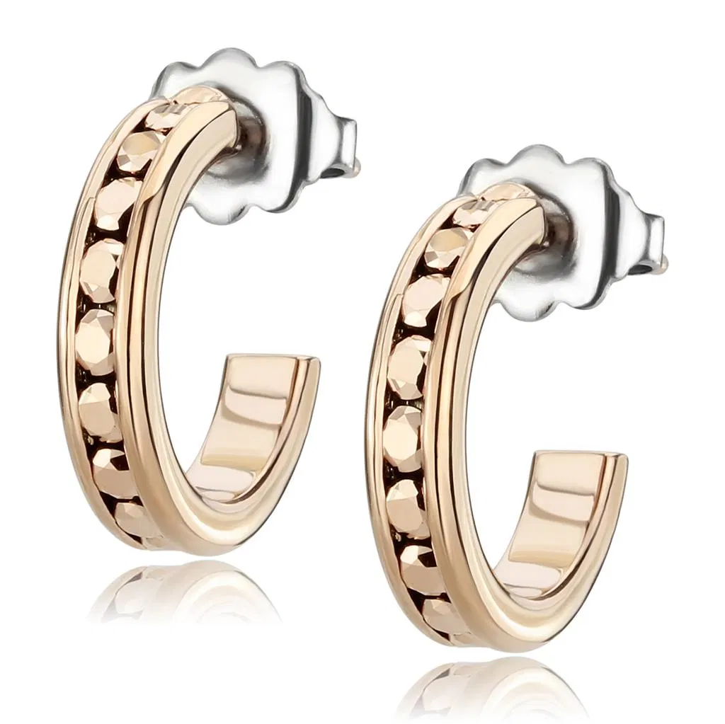 3W1142 - IP Rose Gold(Ion Plating) Brass Earrings with Top Grade Crystal in Metallic Light Gold - Grocery
