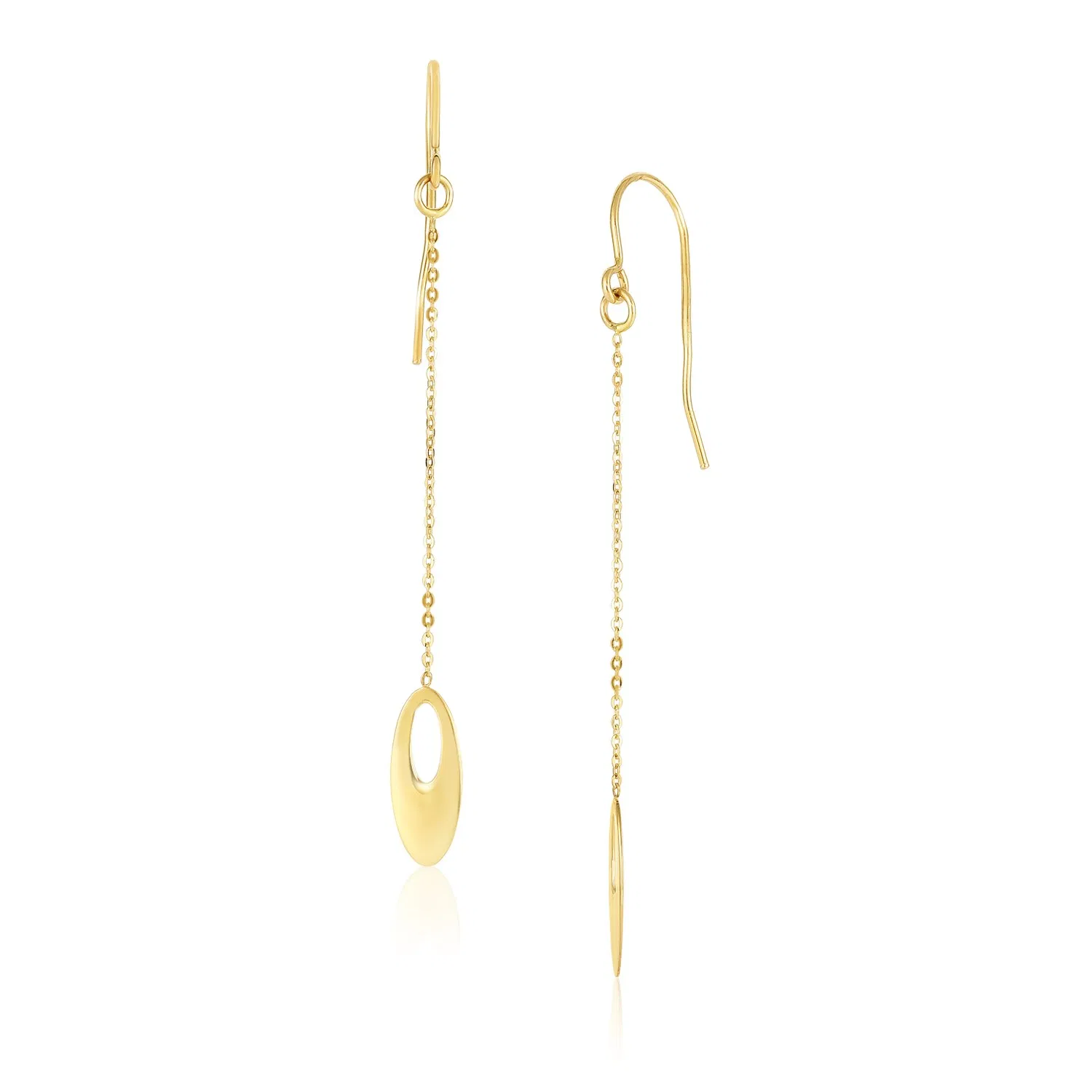 14k Yellow Gold Cutout Oval Chain Dangling Earrings - Grocery