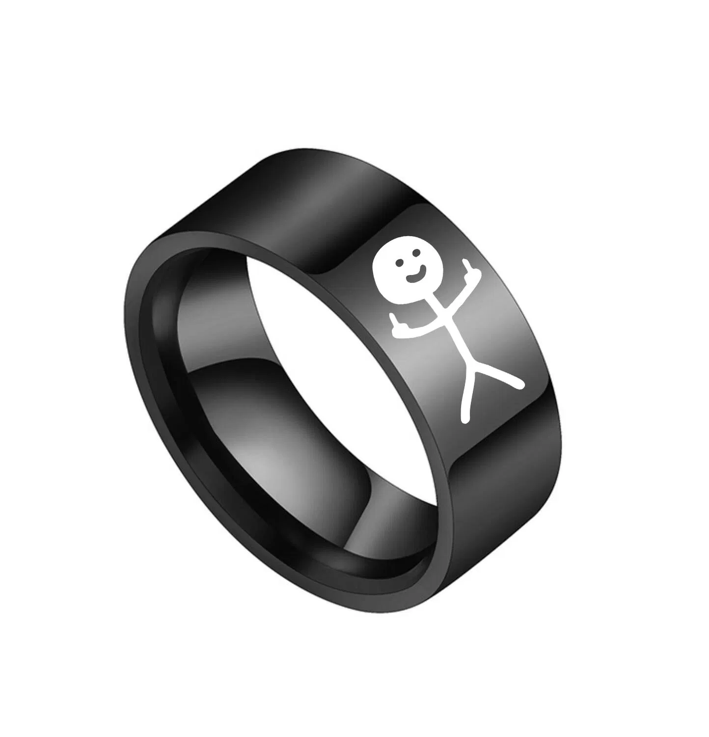 Stainless Steel Personality Couple Graffiti Ring - Grocery