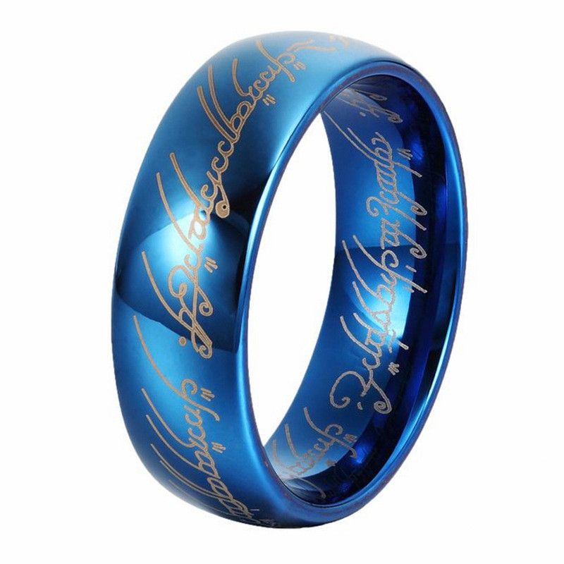 Tungsten Gold Ring 8mm Blue Magic Ring All-match Tungsten Steel Men's Ring - Grocery