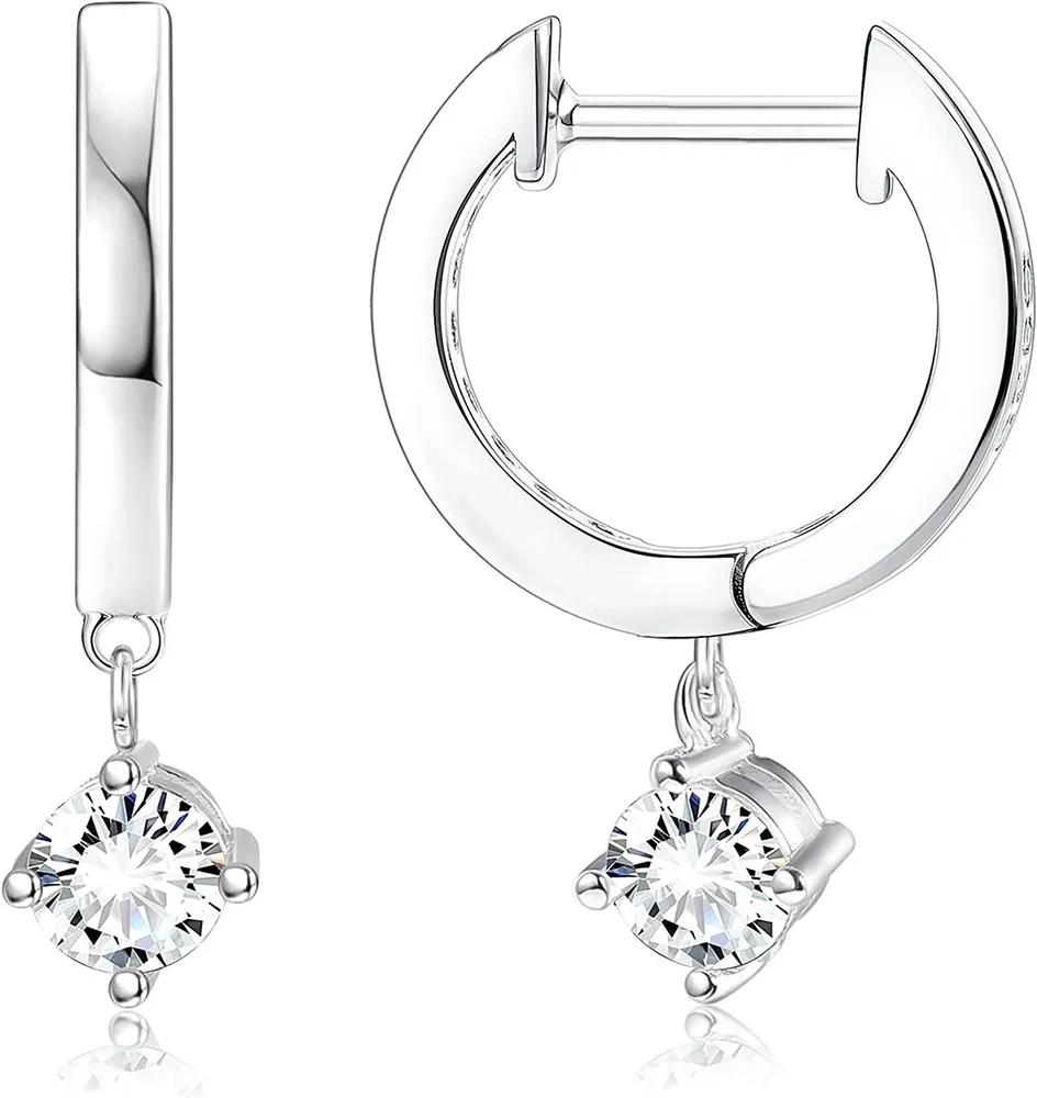 CZ Dangle Hoop Earrings for Women Dainty Cubic Zirconia Small Huggie Hoop Earrings - Grocery