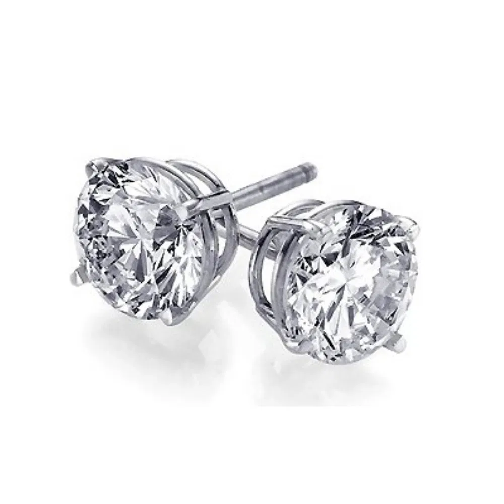 Sterling Silver 2.5ct CZ Round Stud Earrings, 7mm - Grocery
