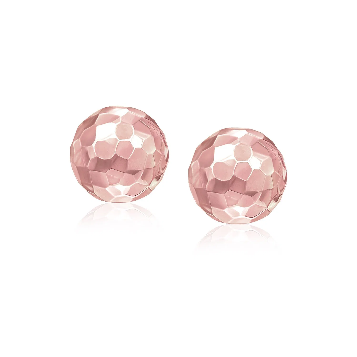 14k Rose Gold Round Faceted Style Stud Earrings(7mm) - Grocery