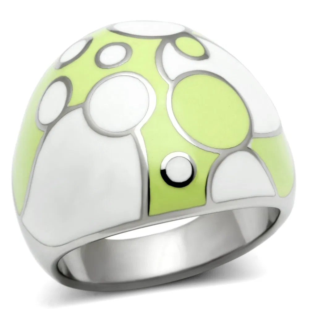 TK511 - High polished (no plating) Stainless Steel Ring with Epoxy in Multi Color - Grocery