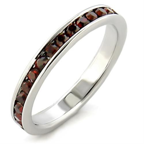 LOA509 - High-Polished 925 Sterling Silver Ring with Top Grade Crystal in Garnet - Grocery