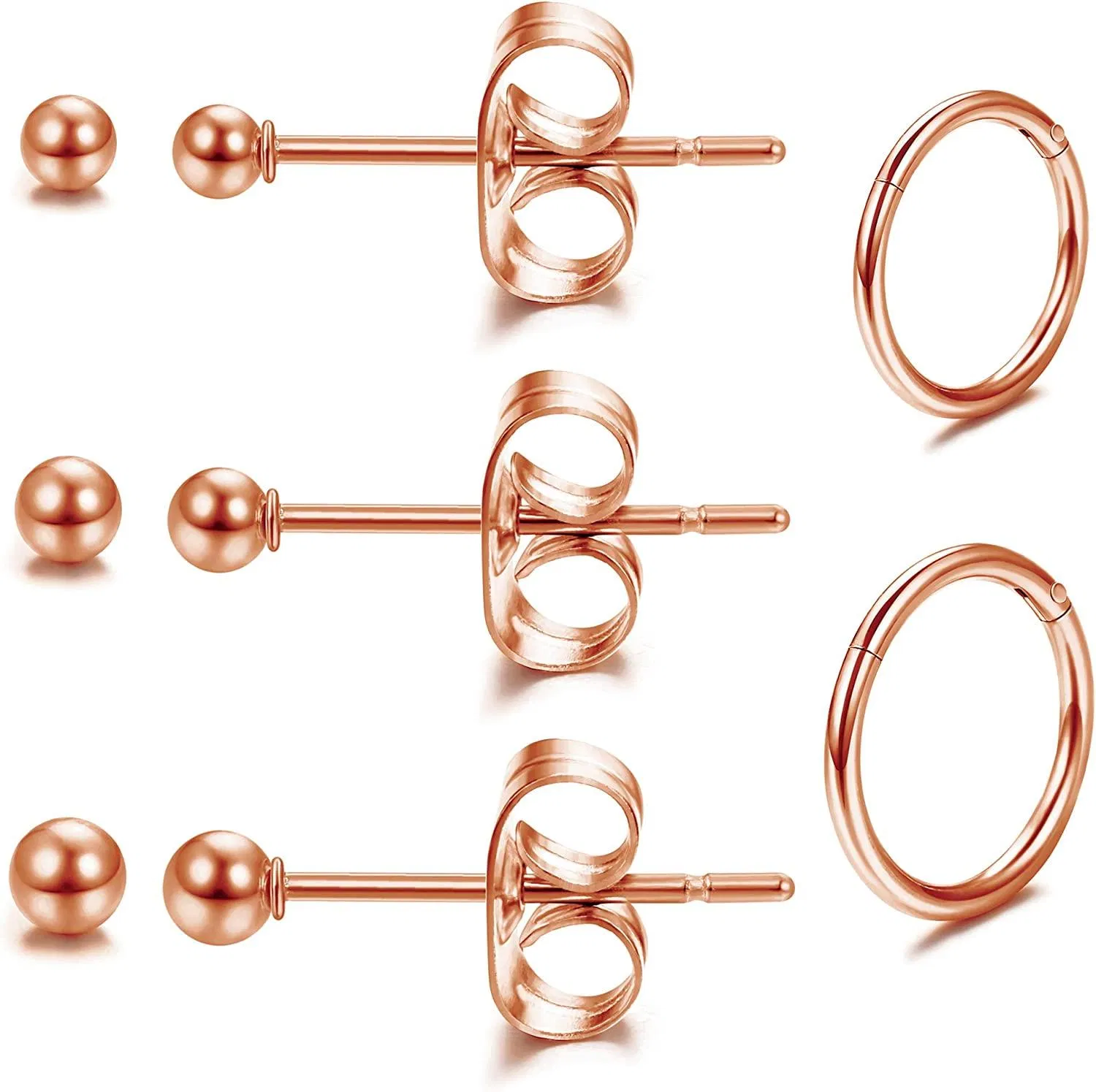 8 Pcs Stainless Cartilage Earrings for Men Women Ball Stud Earrings Helix Conch Daith Piercing Set - Grocery