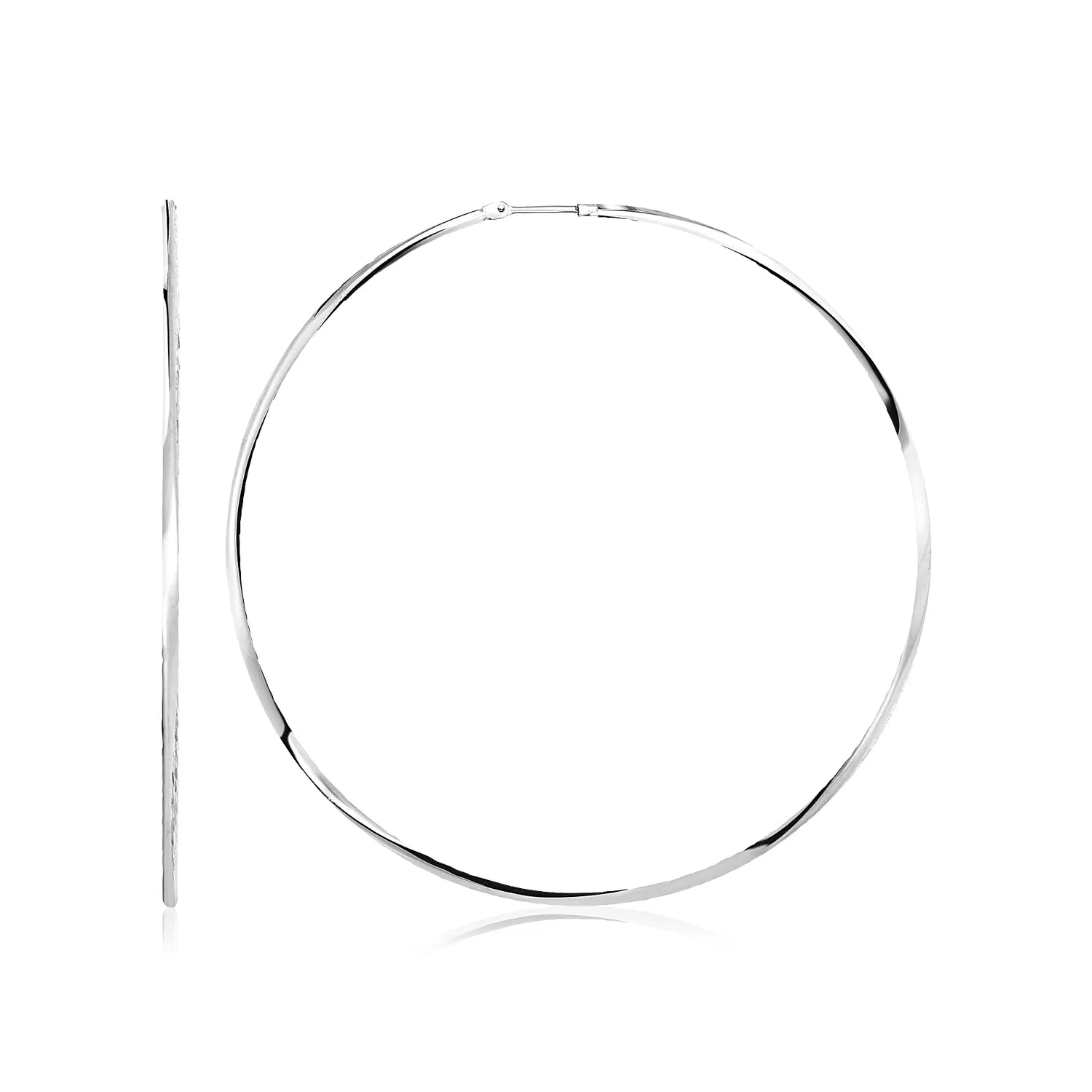 Sterling Silver Large Polished Round Hoop Earrings(60mm) - Grocery