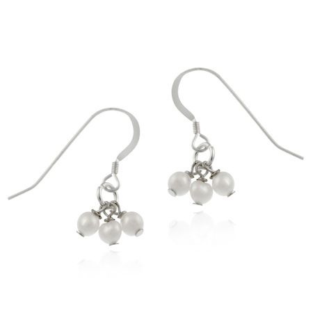 Sterling Silver White Freshwater Cultured Pearl Cluster Earrings - Grocery